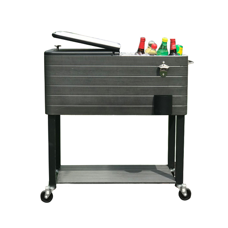 Wood Grain Ice Cooler Box For Outdoor Picnic