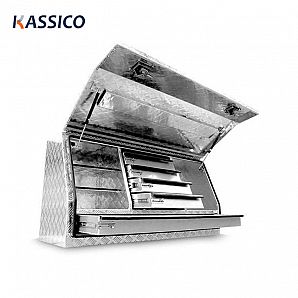 Aluminium Ute Toolbox Side Opening with 6 Drawers & 2 Shelves