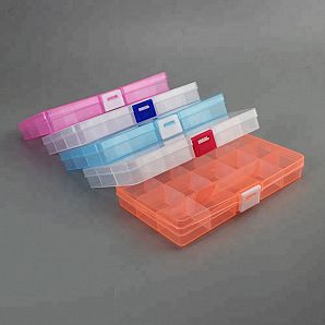 15 Adjustable Compartments Plastic Storage Tool Box