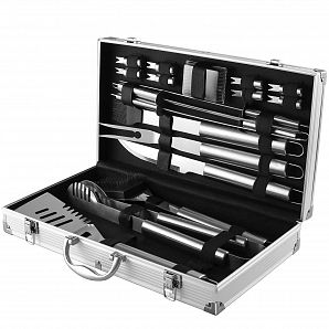 18Pcs Aluminum BBQ Tools Set Case