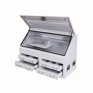 White Metal Waterproof Steel Ute Tool Storage Box